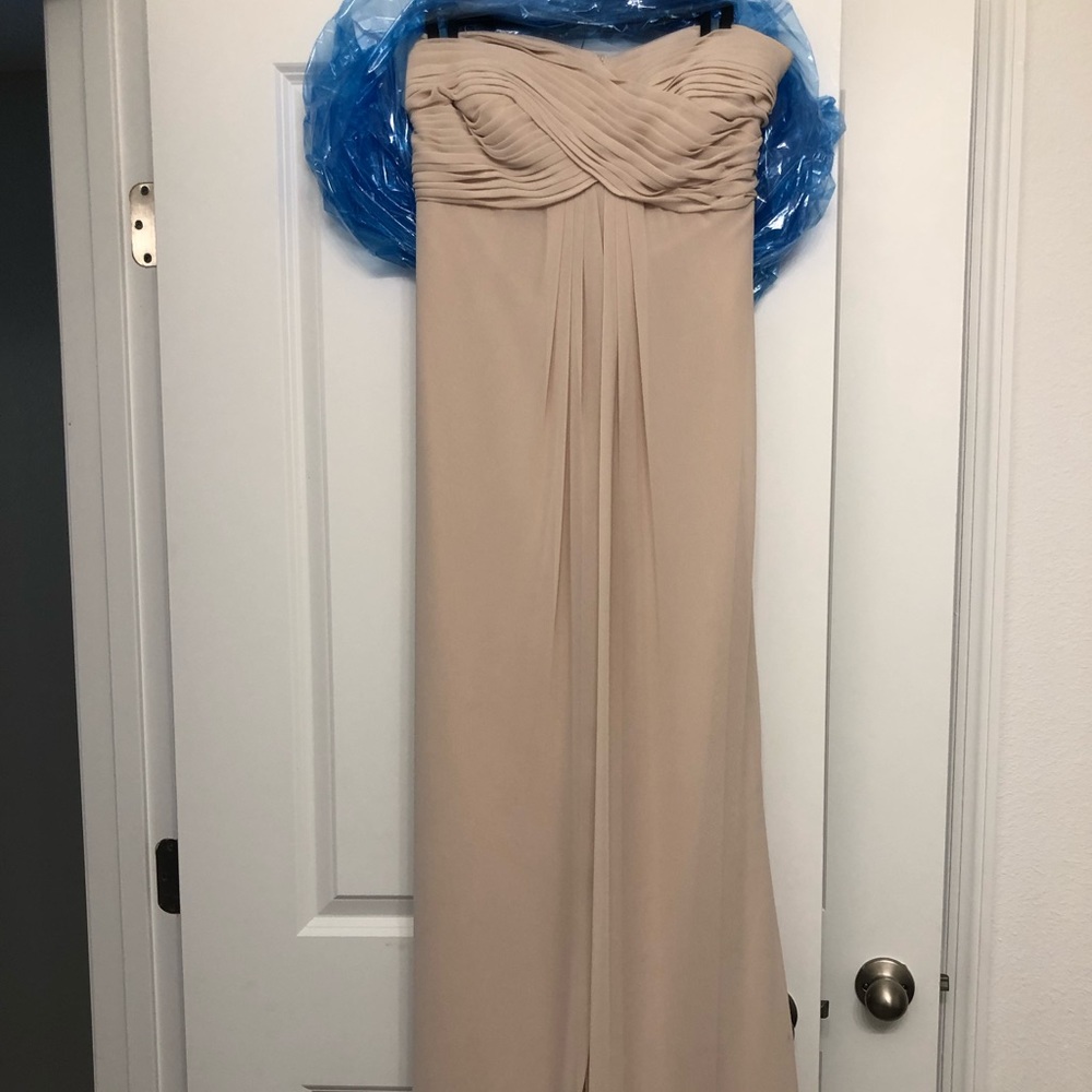Strapless Champange Formal Dress by Bill Levkoff